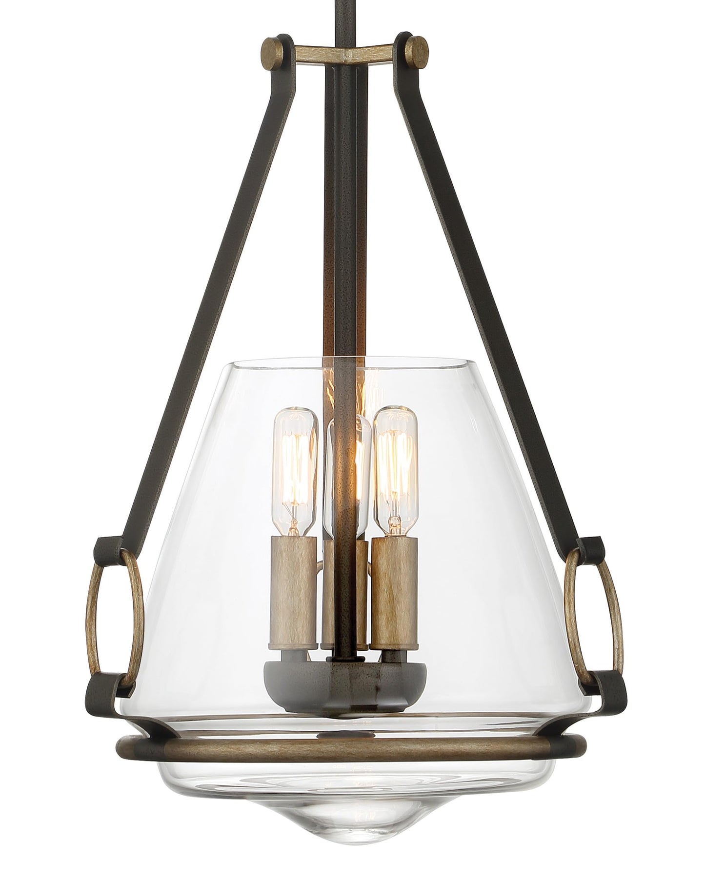 Minka Lavery 3903-107 Eden Valley Convertible Pendant to Semi-Flush, 3-Light, 180 Total Watts, 12.38-in H x 18.13-in W, Smoked Iron with Aged Gold
