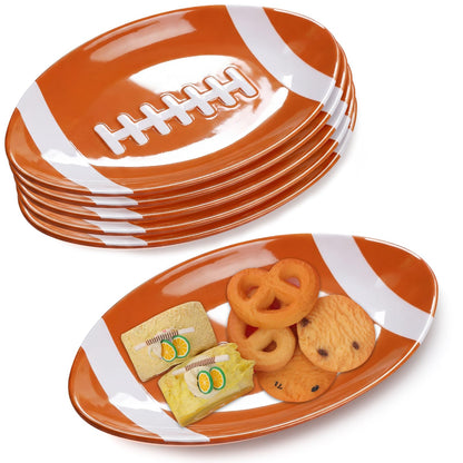 Teenyyou 6 Pcs Football Serving Tray Melamine Football Plates Reusable Party Serving Dishes for Snacks Cookies Dessert Dishwasher Safe