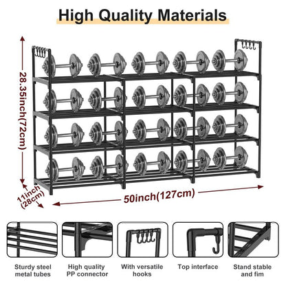 DYJIEKAI 3 Row 4 Tier Long Shoe Rack, Black Metal Stackable Shoe Shelf with Multifunctional Hooks, Shoe Storage Hold 24-30 Pairs, Space Saving Shoe Organizer for Closet,Wide Shoe Rack