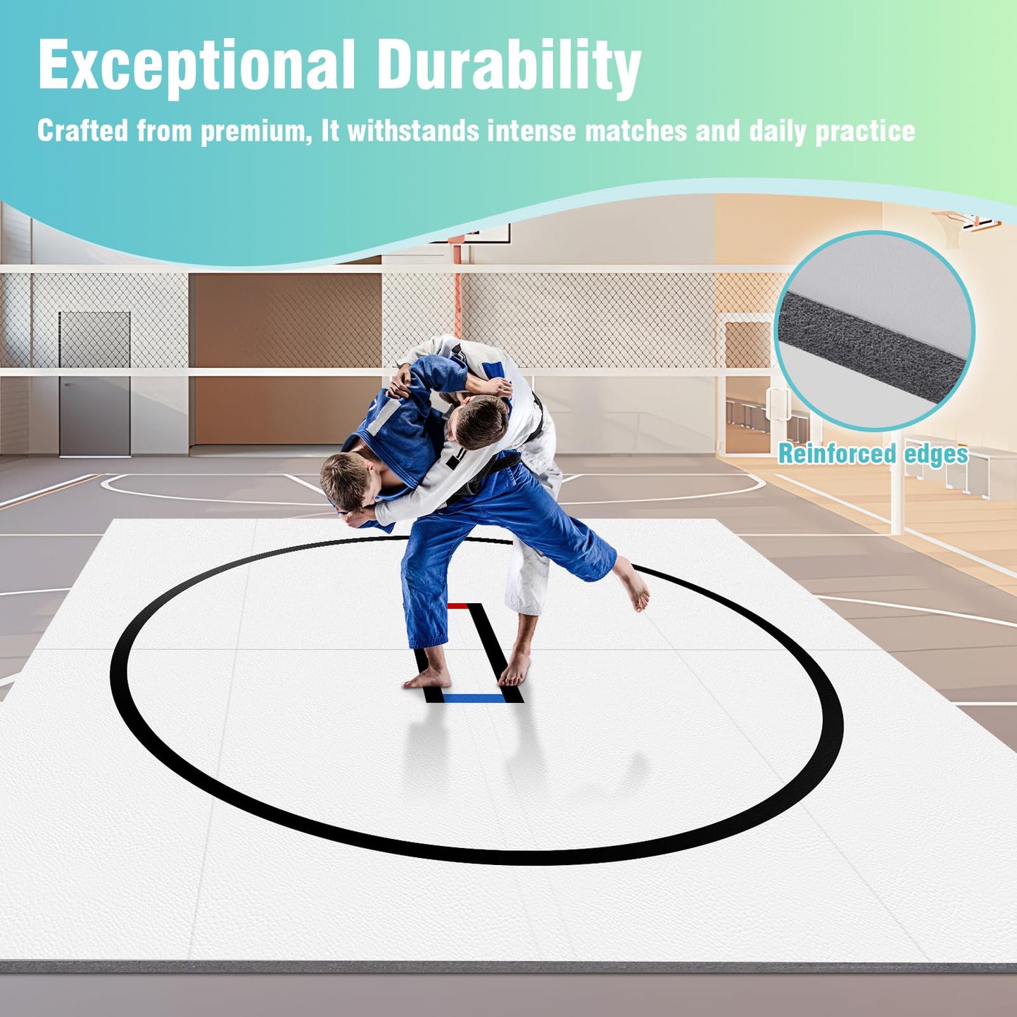 Generic Wrestling Mat 10x10ft Jiu Jitsu Wrestling Mats for Home 1.2inch Thick Gymnastics Training Mat for BJJ MMA Grappling Judo Boxing