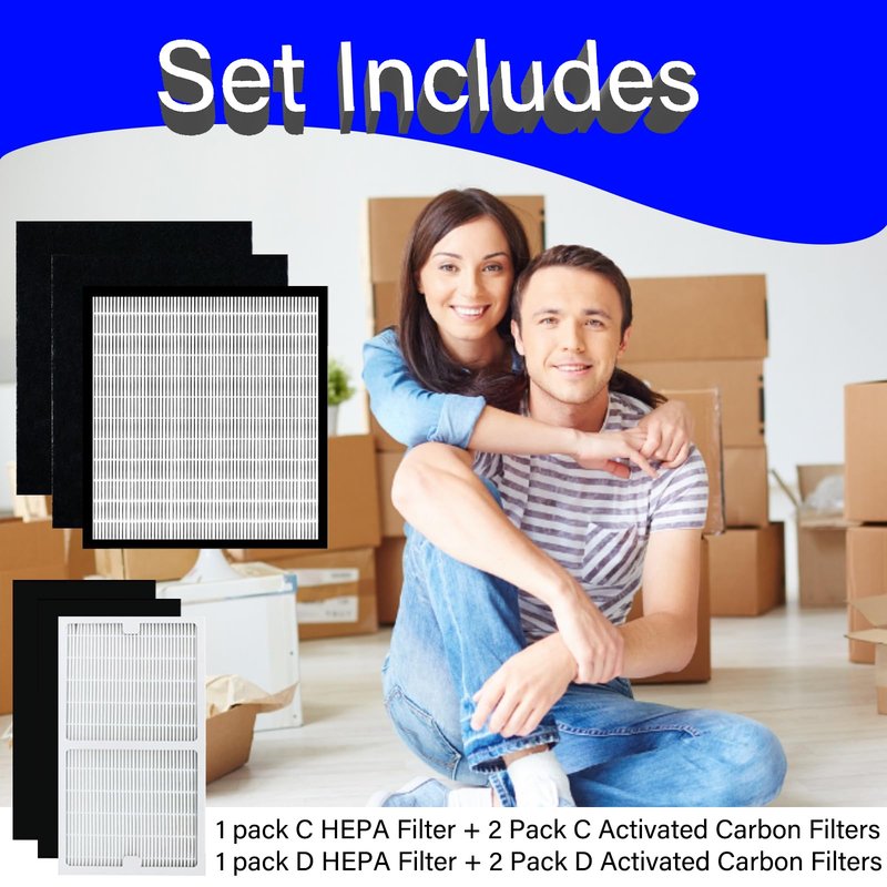 IAP-10-280 Replacement Filter for Idylis IAP-10-280 Air Purifier, Include 1C + 1D HEPA and 2C + 2D High Efficiency Carbon Filter