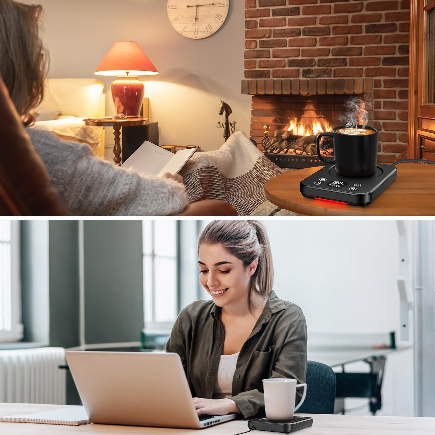 Mug Warmer - Coffee Cup Warmer for Desk with Auto Shut Off, Timer, 10 Temperature Settings, Coffee Warmer Plate, Ideal Office & Home Gift (Black)