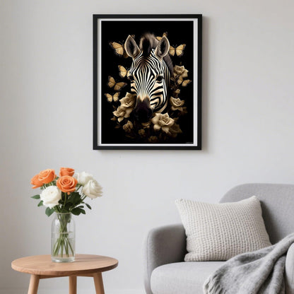UIBDVKS Diamond Art for Adults Animal Full Drill Diamond Art Kits Beautiful Zebra Surrounded by Flowers DIY 5D Diamond Dots Painting Diamond Art Kits for Art Wall Decor Gifts 12x16 inch