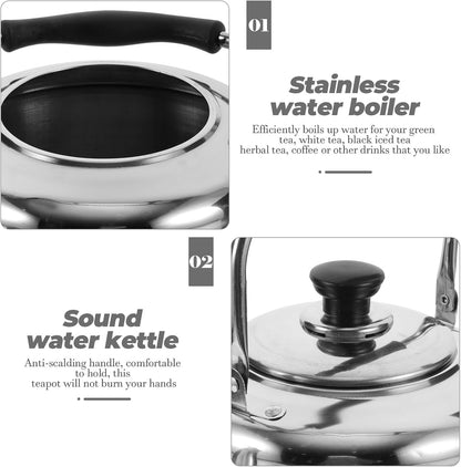 Alipis Stovetop Tea Kettle, 4L Stainless Steel Whistling Water Kettle with Cool Handle