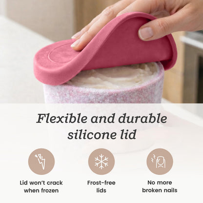StarPack 'Freeze The Day' Homemade Ice Cream Containers (2-Pack, 1 Quart) - Airtight Silicone Lids, BPA-Free Reusable Ice Cream Freezer Containers with Lids, Stackable - Sage and Pink