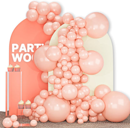 PartyWoo Baby Pink Balloons - 140-Piece Pastel Balloon Arch Kit for Weddings & Baby Showers