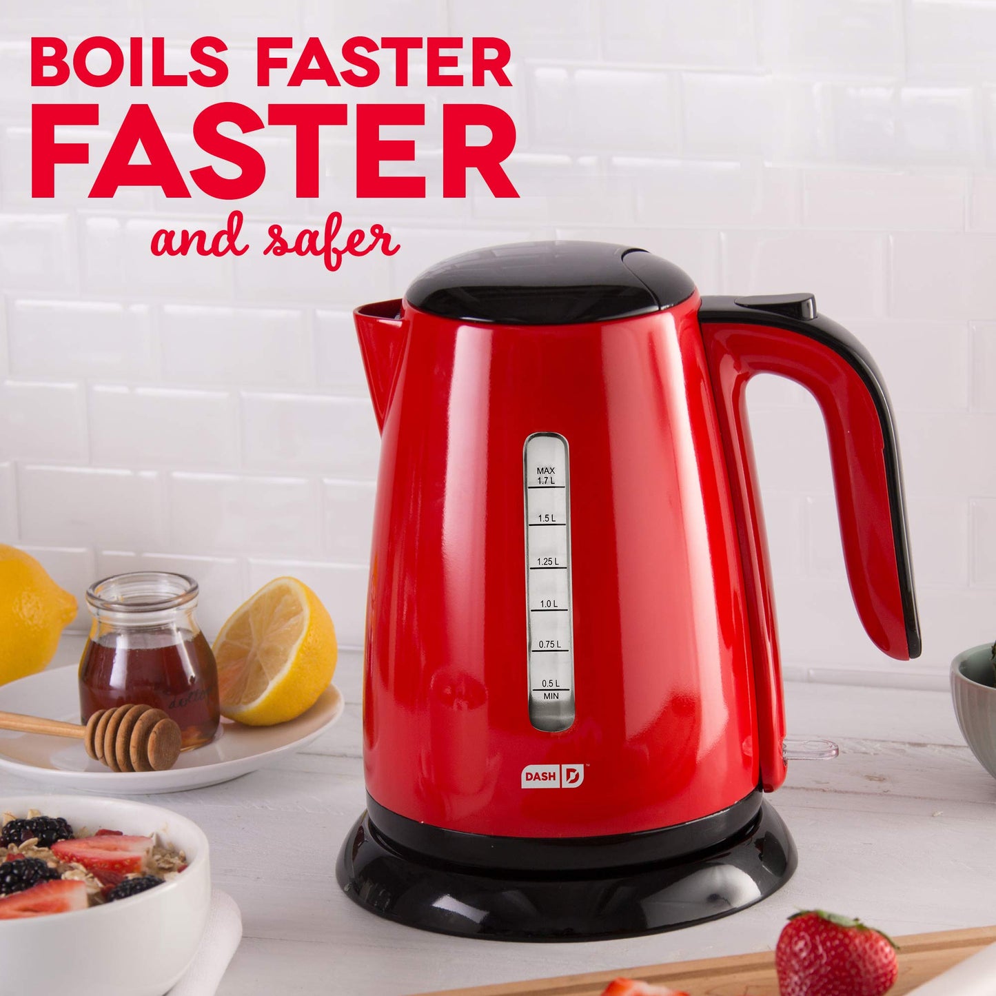 Dash Easy Electric Kettle + Water Heater with with Rapid Boil, Cool Touch Handle, Cordless Carafe + Auto Shut off for Coffee, Tea, Espresso & More, 57 oz. / 1.7L - Aqua