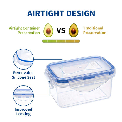 KIGI Small Food Storage Containers with Airtight Lids, 4-Sided Locking Lids, Reusable BPA-Free Plastic, Leakproof for Snack, Lunch, Meal Prep, Portion Control & Purees, 6 oz / 0.75 Cup, 8 Piece Set