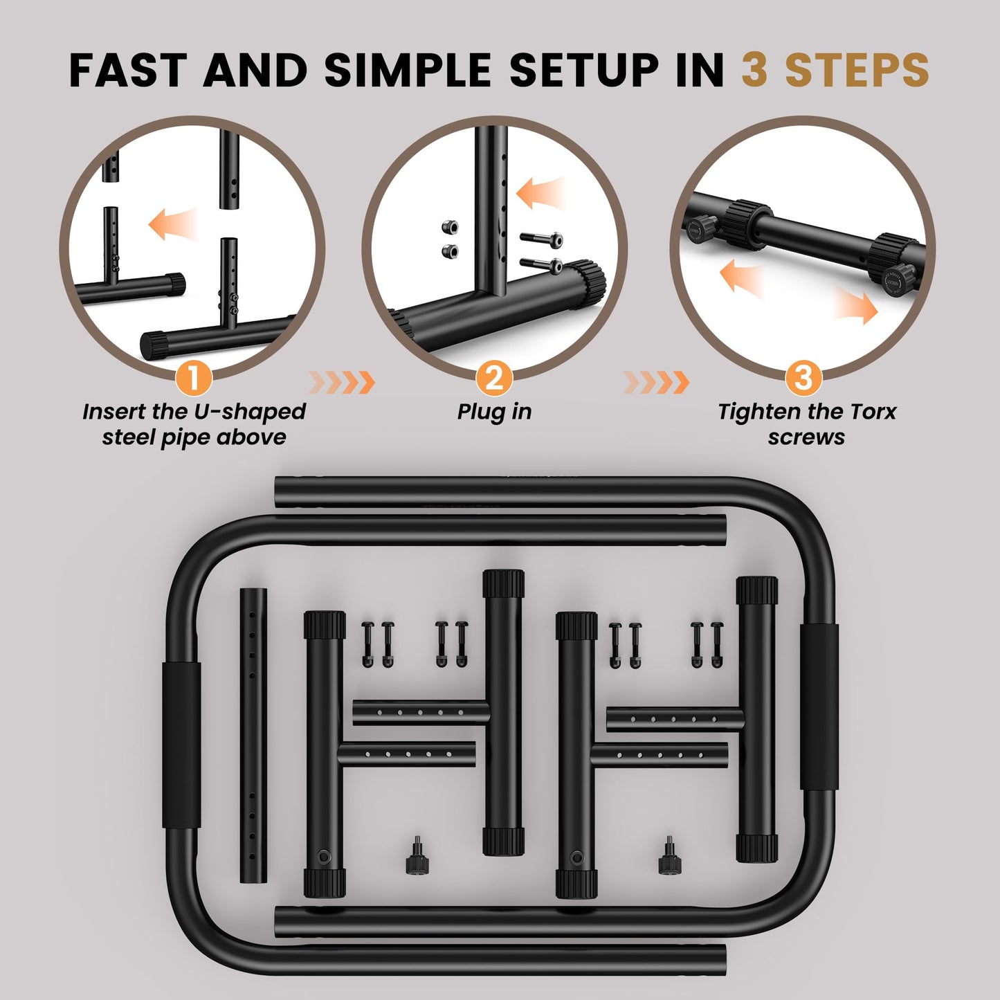 Sportsroyals Adjustable Dip Bar Station, Heavy Duty Parallette & Parallel Bars, 400LBS Stable Dip Stands for Home Gym, Calisthenics & Upper Body Workout Equipment