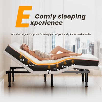 Yireehome Full Adjustable Bed Frame with Massage Adjustable Bed Base with Wireless Remote USB PortsX2 Underbed Light Zero Gravity Height Adjustable Legs