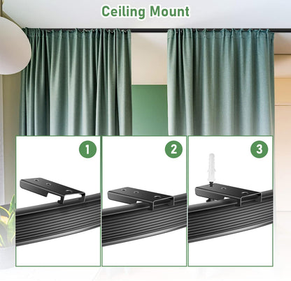 TOKPLNU Ceiling Curtain Track Accessories, Flexible Bendable Black Curtain Rail 12Ft for Ceiling Wall Mount