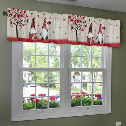 ALAGEO Valentines Day Valances for Windows, Gnomes Love Heart Valance Window Treatments for Kitchen Bathroom 54 x 18