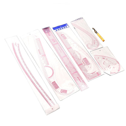7PCS French Curve Ruler Set, High Accuracy Complete Tools Hip Curve Ruler with Scale, Sewing Ruler | Sewing Tools | Sewing Rulers | Craft Ruler for Beginners Tailors Pattern