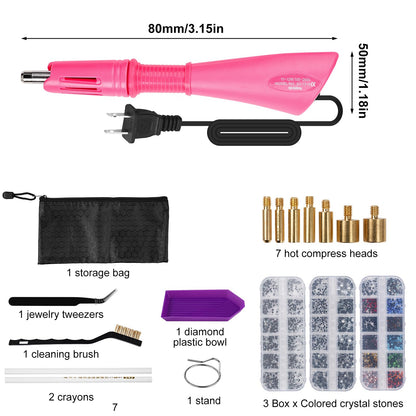 Maxmartt Hotfix Applicator Tool, DIY Hot Fix Rhinestone Setter, Quick Heating Hot Fix Wand Rhinestone, DIY Applicator Embellishment Tools, for Setting Rhinestones and Beads (Pink)