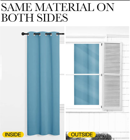NICETOWN Teal Blue Blackout Curtains - Thermal Insulated 102" Long Drapes | 2 Panels, 55" Wide for Living Room