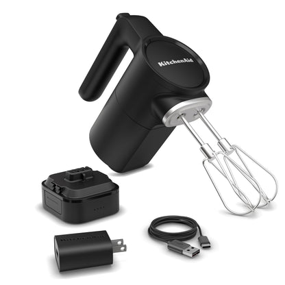 KitchenAid Go Cordless Hand Mixer, Metal - KHMR762, Black Matte