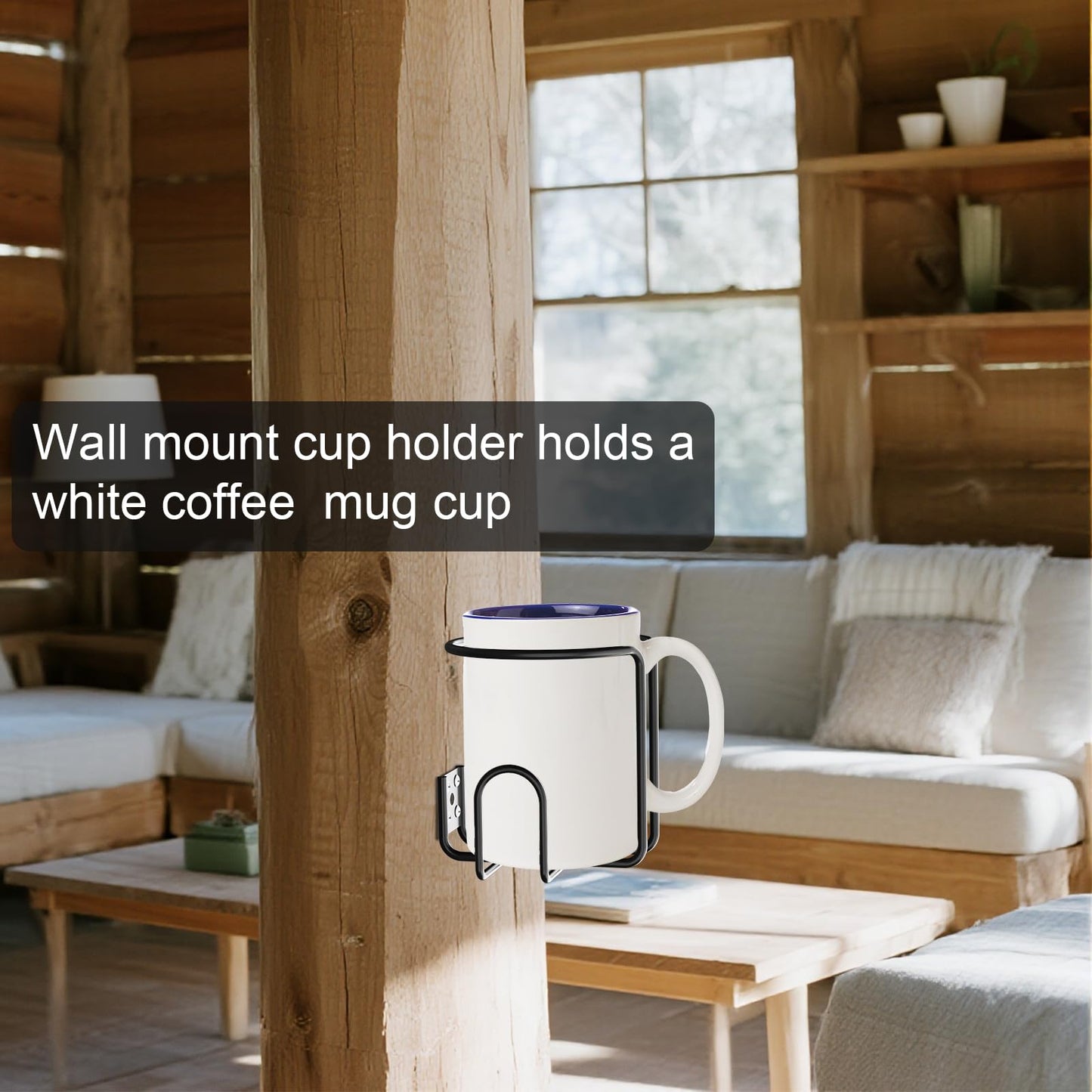 ZMHH Wall Mount Cup Holder,Stainless Steel Universal Drilling Hole Drinking Holder,Coating Ring Bottle Mug Cans Holder for Wallside/Railing/Board/Guardrail/Shelf/Rack, 2 Pack Black