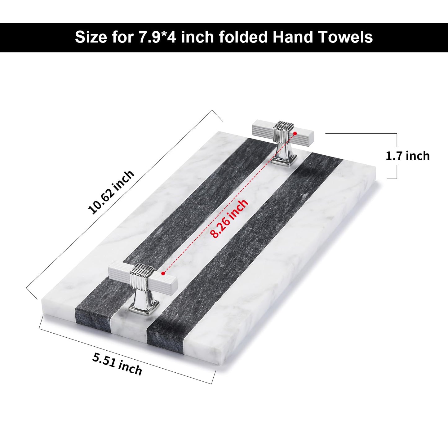 Guest Towel Holder Tray for Bathroom, Marble Guest Napkin Holder, Disposable Hand Towel Holder, White and Black Bathroom Accessories Decor, Paper Towel Holder Tray, Napkin Tray wash Cloth Holder
