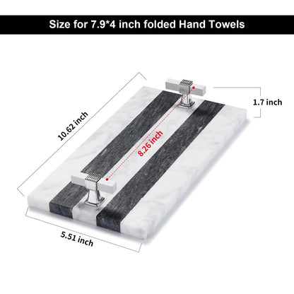 Guest Towel Holder Tray for Bathroom, Marble Guest Napkin Holder, Disposable Hand Towel Holder, White and Black Bathroom Accessories Decor, Paper Towel Holder Tray, Napkin Tray wash Cloth Holder