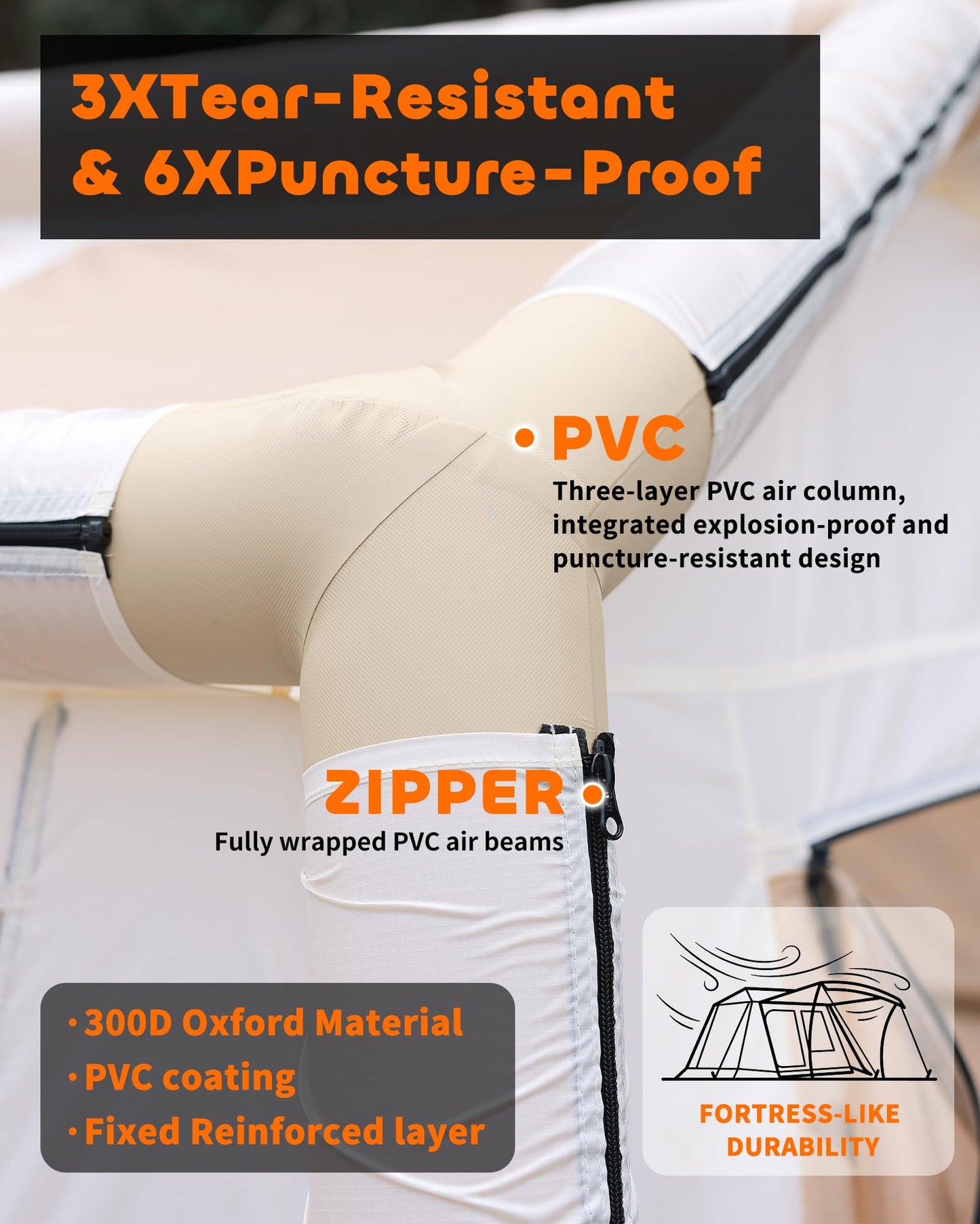 Inflatable Camping Tent for 5-8 Person, Oxford Waterproof Blow Up Air Tent with Skylight & Mesh Windows, Quick Setup with Hand Pump, Carrying Bag, 4 Season UV Protection for Outdoor Glamping Family