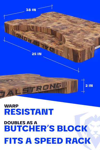 Dalstrong Massive XL Cutting Board - Lionswood End-Grain Teak - 25" x 18"-Steel Carrying Handles -Serving Board - Large Cutting Boards For Kitchen- eat Cutting Board-Two Sizes
