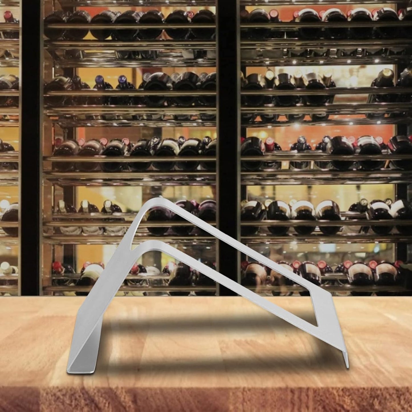 Zerodis Wine Holder - Stainless Steel Single Wine Bottle Rack for Kitchen Pantry Cabinet Bar Display Stand