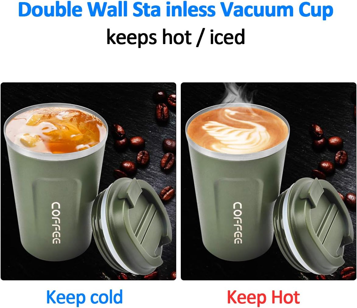 12 oz CS COSDDI Stainless Steel Vacuum Insulated Tumbler - Coffee Travel Mug Spill Proof with Lid - coffee Cup for Keep