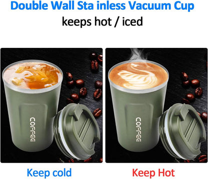 12 oz CS COSDDI Stainless Steel Vacuum Insulated Tumbler - Coffee Travel Mug Spill Proof with Lid - coffee Cup for Keep