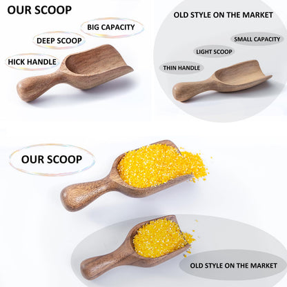 Wooden Scoops for Canisters 4PCS Acacia Wooden Scoop for Jars Mini Measuring Spoons for Ground Coffee Scoops Wood Scoops for Seasoning Bath Salt Laundry Detergent Shovel Measuring-Multipurpose