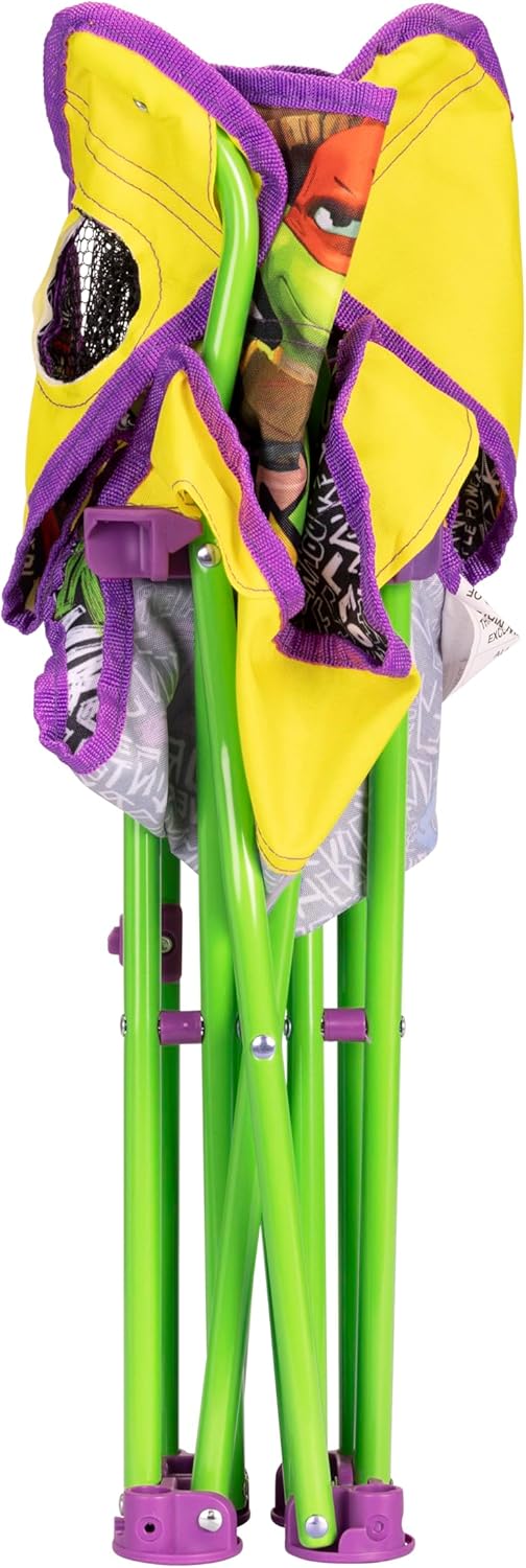 23, 60 lb Teenage Mutant Ninja Turtles Foldable Kids Chair Toddler Camping Chair with Safety Lock, Carry Bag