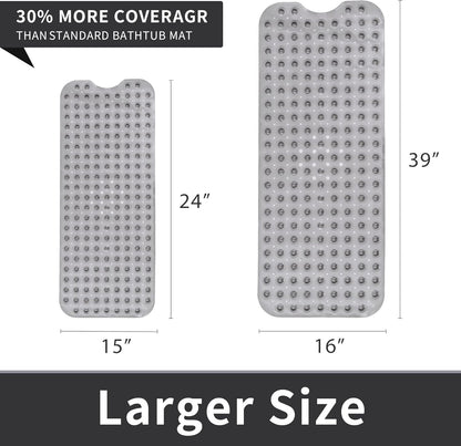 16 39 ROSMARUS Extra Long x Non-Slip Bathtub Mat, Shower Mat for Tub with Suction Cups and Drain Holes Bathtub Mats