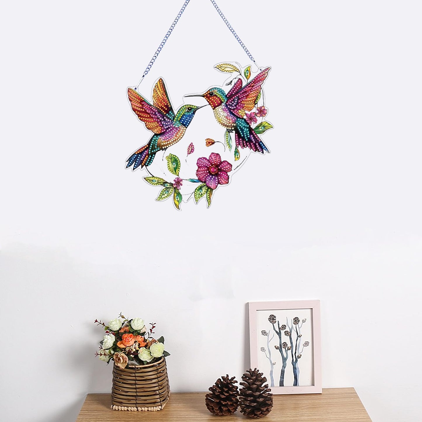 STGLCR Hummingbird Diamond Art Suncatcher,DIY Special Shape Hanging Diamond Gem Art,Window Pendant Ornament Suitable for Sparkling Garden, Window Wall Decoration Painting 7.8INCH