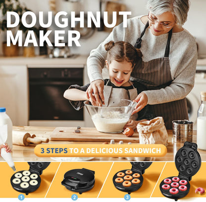 DSP Mini Donut Maker, Non-Stick Electric Doughnut Machine for Mini Donuts, Perfect for Breakfast and Snacks