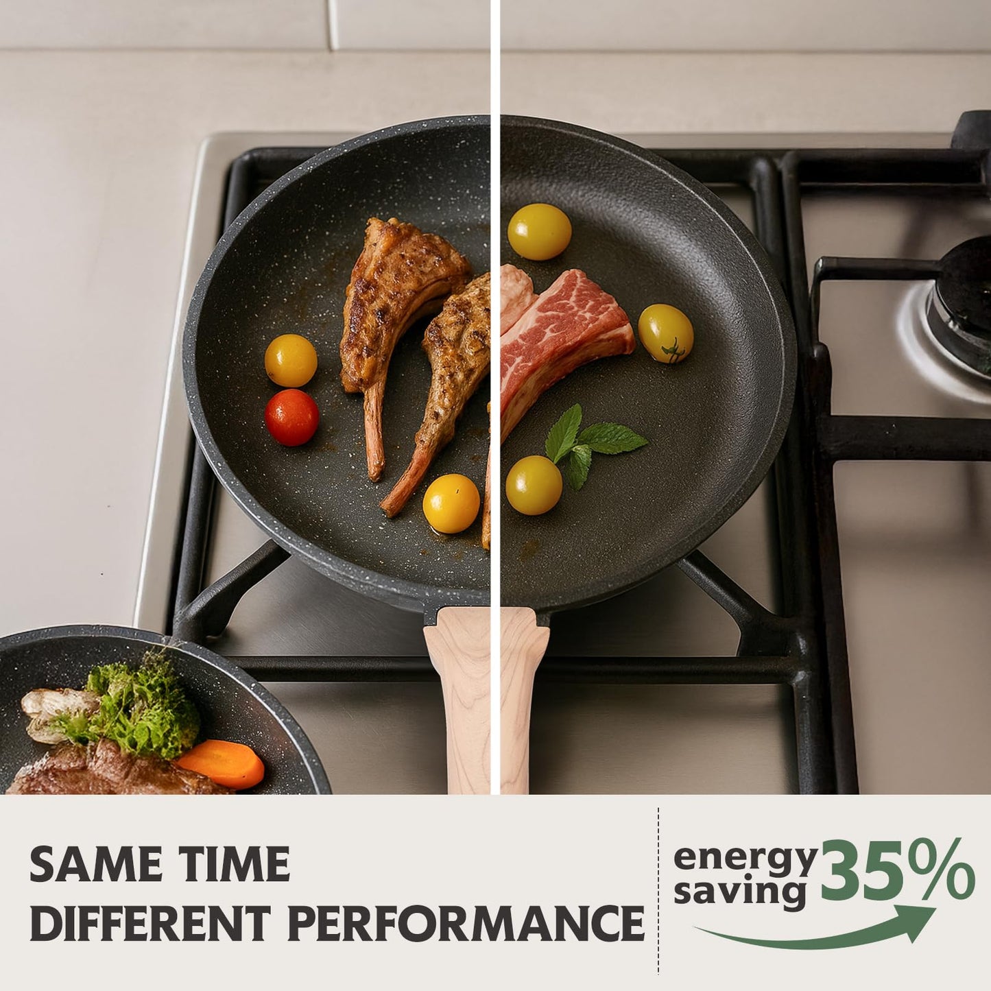 Roomena 8 inch Nonstick Frying Pan Skillet, Non Stick Granite Fry Pans, Omelette Pan, Egg Frying Pan with Heat-Resistant Handle, Requires Installation, PFOA Free Chef's Pan, Induction Compatible