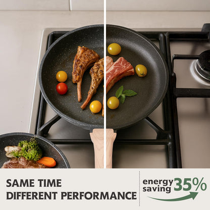 Roomena 8 inch Nonstick Frying Pan Skillet, Non Stick Granite Fry Pans, Omelette Pan, Egg Frying Pan with Heat-Resistant Handle, Requires Installation, PFOA Free Chef's Pan, Induction Compatible