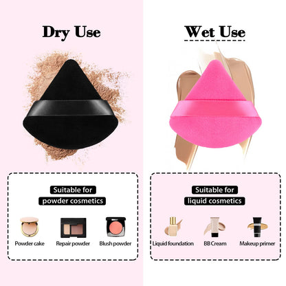 8Pcs of Triangular Powder Puff Makeup Sponges, Made of Super-soft Velvet, Designed for Contouring, Eye, and Corner, Beauty Blender Foundation Mixing Container.(Black)