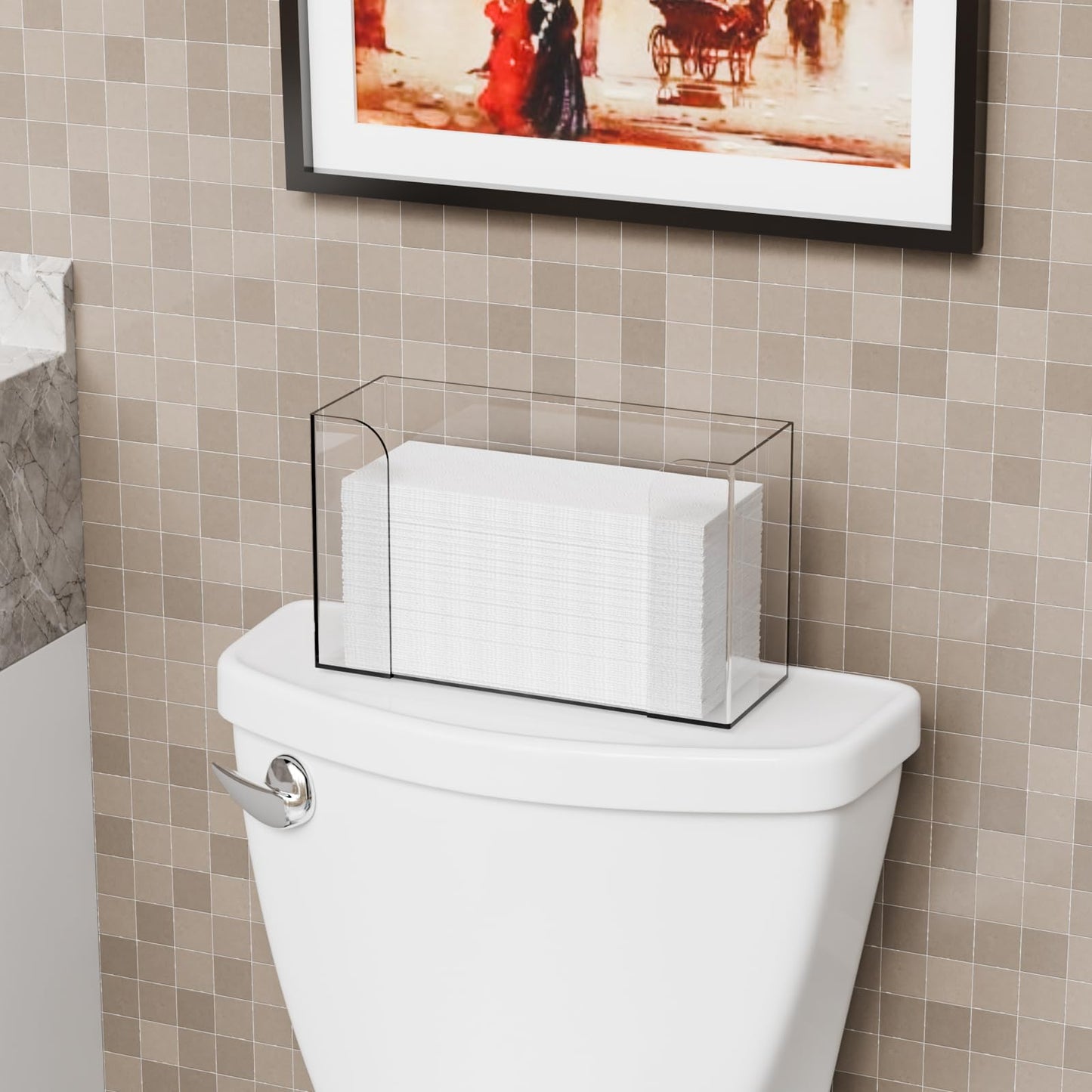 Acrylic Clear Paper Towel Dispenser Countertop,11″ Long Multifold Paper Towel Dispenser and Napkin Dispenser for Bathroom,Suitable for Z-fold,Folded,Trifold,C fold and Tri Fold Paper Towels Holder