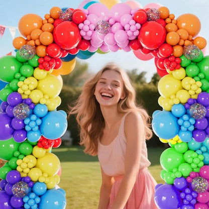 KUULBELA Rainbow Balloons - 110 Pack 12 Inch Assorted Helium Latex Balloons for Birthday & Wedding Parties