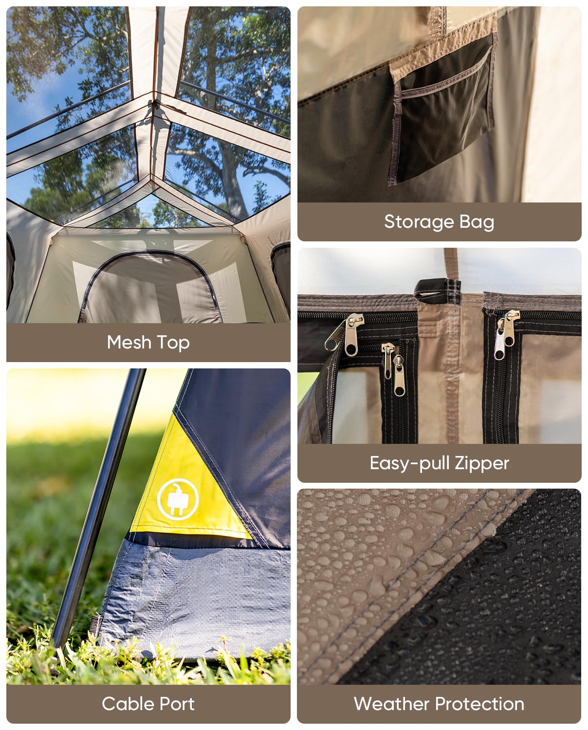 FanttikOutdoor Zeta C10 Apex Canopy Tent, 10 Person Instant Cabin Tent Setup in 60s, Family Tent with Carry Bag for Family Camping & Hiking, Waterproof, Upgraded Ventilation