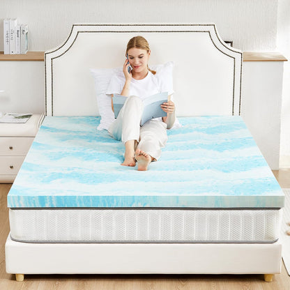 Sweetcrispy Memory Foam Mattress Topper - 4 Inch Thick Gel Infused Cooling Pad for California King Bed | CertiPUR US Certified, Ventilated & Breathable