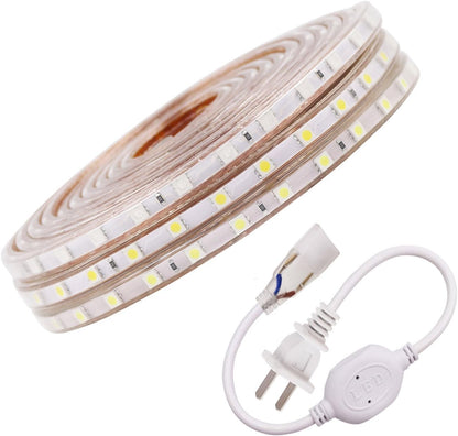 XUNATA LED Strip Lights, 110V SMD 5050 Waterproof Flexible Rope Tape Light, 1m Cool White for Garden Decor
