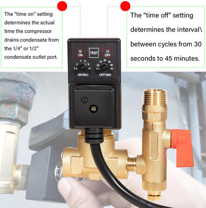 Replacement for Edv200 1/4npt 110/120v Electronic Drain Valve, 7/16" ORF, Full-feature Automatic Electronic Solenoid Condensate Valve