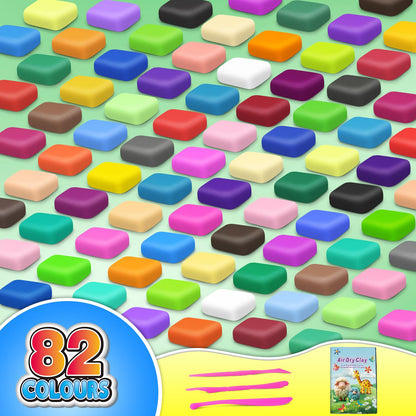 FAGNBED Air Dry Clay 82 Colors, Modeling Magic Clay Set with 3 Sculpting Tools, Arts Crafts Gift for Kids and Beginners
