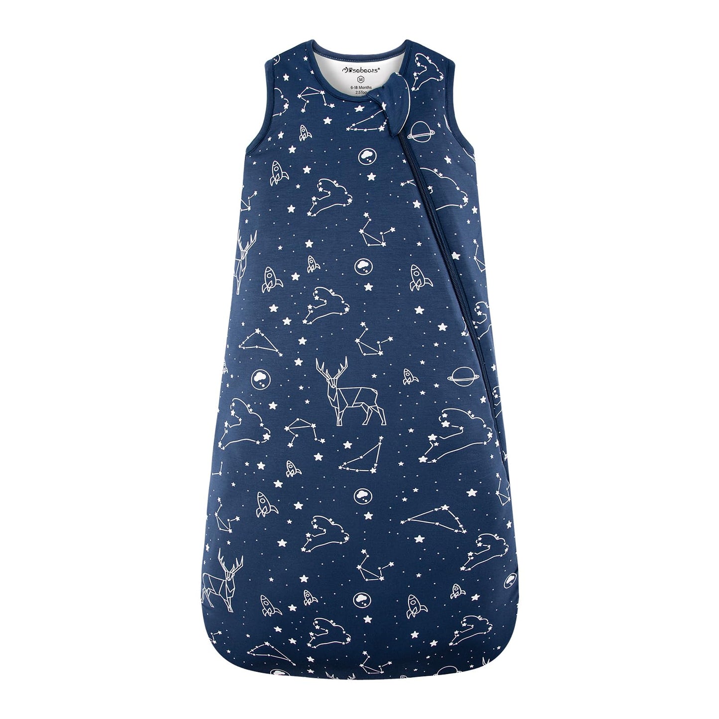 Mosebears Unisex Rayon Made from Bamboo Sleep Sack with 2-Way Zipper,2.5 Tog Baby Winter Sleep Sack(Navy Blue,18-36 Months)