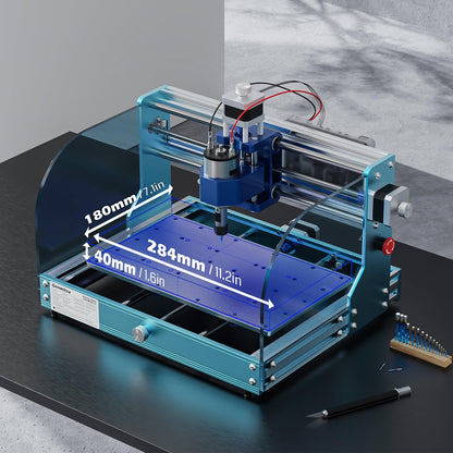 Genmitsu 3018-PROVer V2 CNC Milling Machine, Desktop CNC for Beginner + CNC MDF GRID Spoilboard 300 x 180 x 12mm (11-4/5''x 7''x 1/2''), M6 Holes (6mm), Screws and Nuts Included