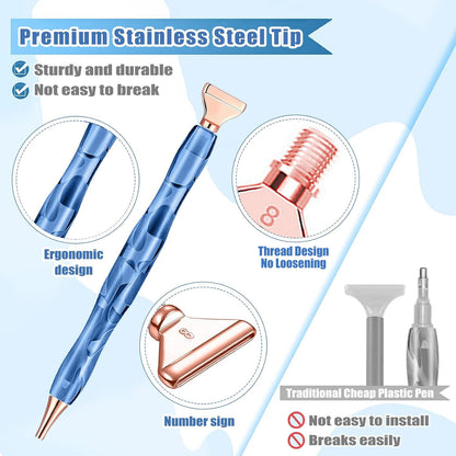 LEIYULY 25PCS Diamond Painting Pen, Diamond Painting Art Drill Bead Dot Pen Kit with 12 Threaded Metal Diamond Art Tips, 2 Storage Boxes,A 3X Magnifying Glass