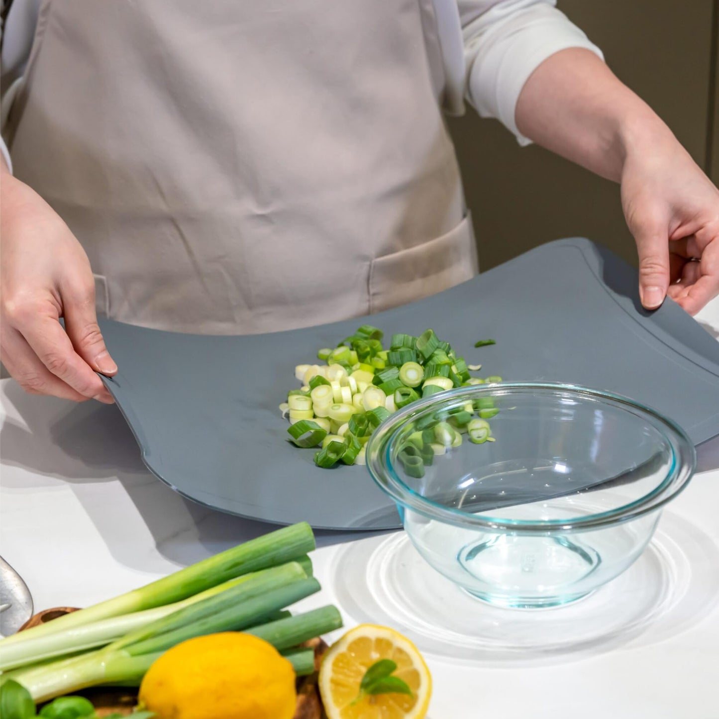 Blue Ginkgo TPU Cutting Mats [Set of 3] – Korean-Made Flexible, Knife-Friendly, Durable Kitchen Cutting Boards (Dark Gray, Gray, Blue)