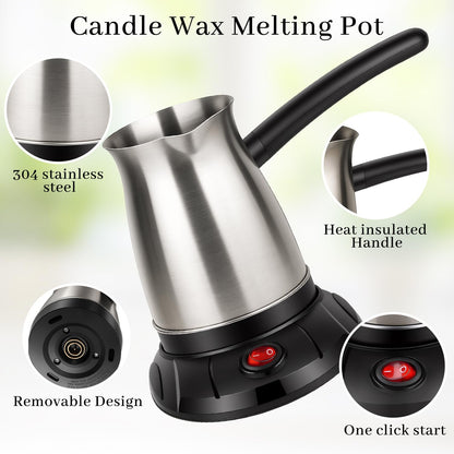 KEARLGMBH Wax Melter for Candle Making, Soy Candle Making Kit with Wax Melting Pot, DIY Candles Making Supplies Including 1lbs Soy Wax, Candle Wax Melter, Stirring Spoon, Wicks, and Centering Device