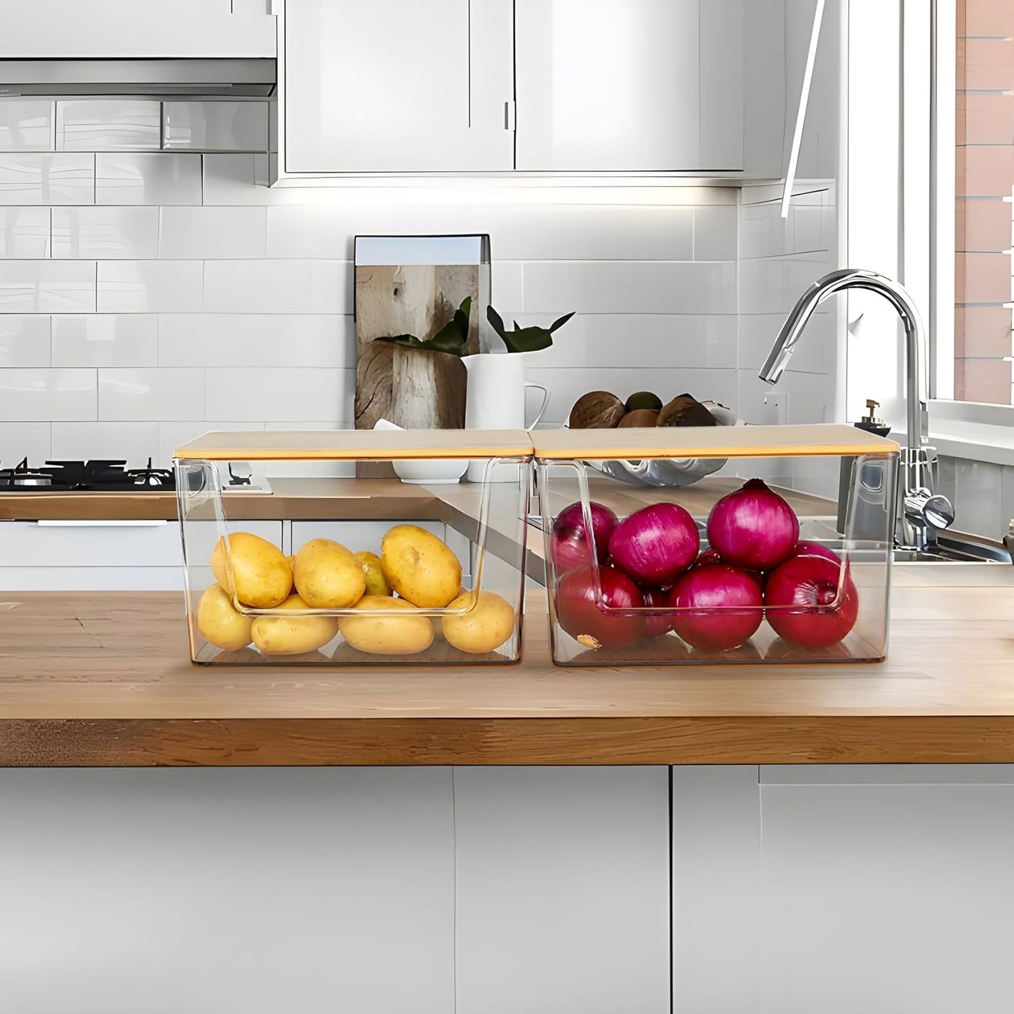 Stackable Kitchen Pantry Basket Organizer for Onion, Potato, Vegetable, Produce Storage
