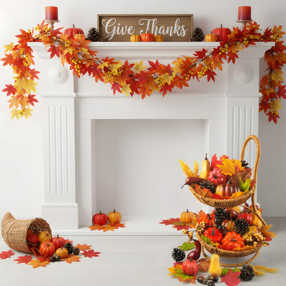 AOBOD Fake Pumpkin Decor Set,Mini Fake Pumpkin Decor,Fall Harvest Decorations,Halloween Thanksgiving Decor and Table Centerpieces